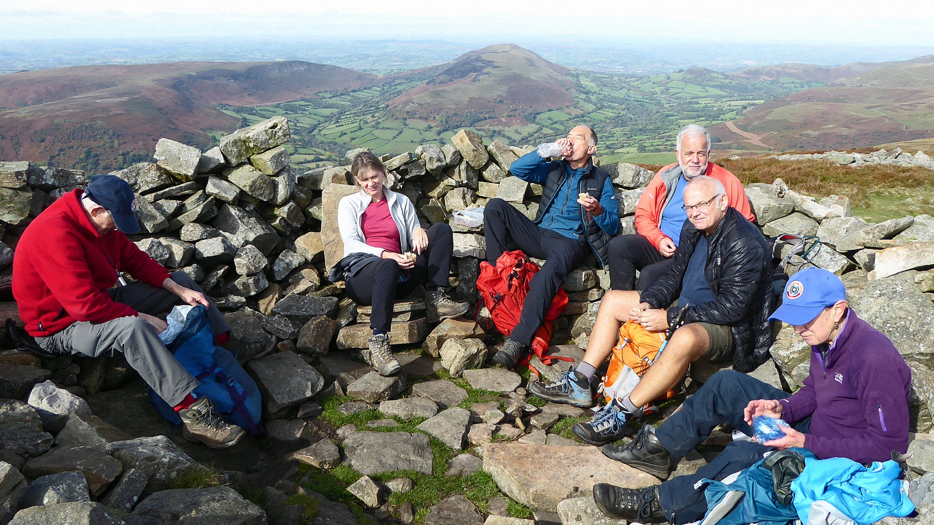 Lunch on top of Pen Allt-mawr, Photo by Ed Bramley
